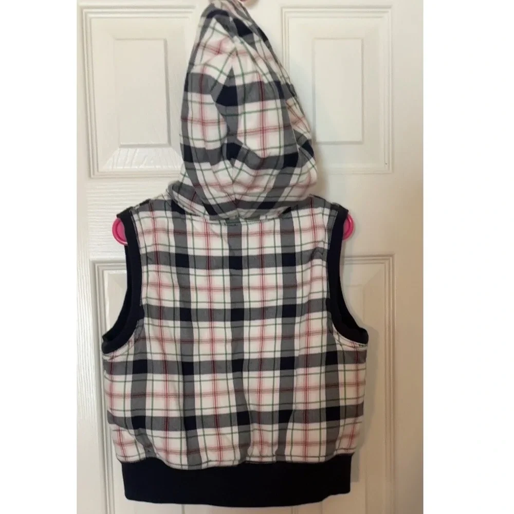 Gymboree Kids‎ Girls Plaid Hooded Vest Size 7 Full Zip Sleeveless Top EUC